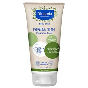 mustela certified organic hydrating cream – natural body lotion with olive oil, aloe vera & sunflower oil – for baby, kid & adult – fragrance free, ewg verified & vegan – 5.07 fl. oz.
