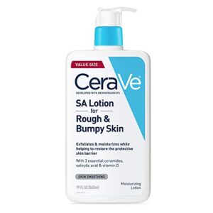 cerave sa lotion for rough & bumpy skin | vitamin d, hyaluronic acid, lactic acid & salicylic acid lotion | fragrance free & allergy tested | 19 ounce