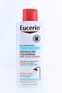 eucerin advanced cleansing body & face cleanser 16.9 ounce (500ml) (pack of 2)