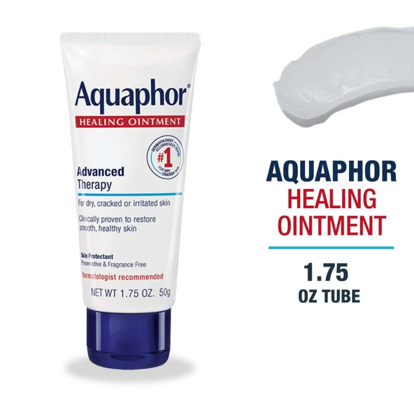 Eucerin Aquaphor Healing Ointment Dry, Cracked and Irritated Skin Protectant, 1.75 Oz Tube, 2 pack