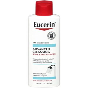 eucerin advanced cleansing body & face cleanser 16.9 ounce (500ml) (pack of 6)