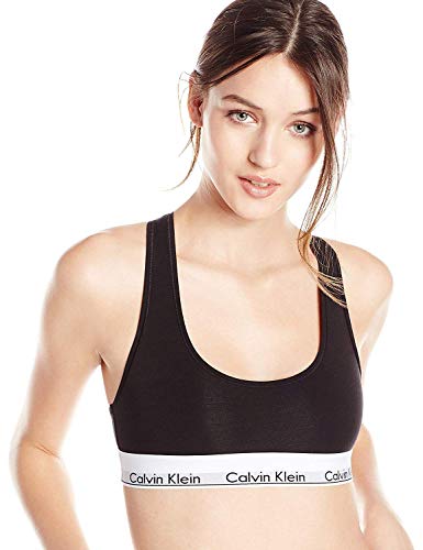 Calvin Klein Women's Polyester & Elastane Non-Wired and Non-paded Bralette Bra (29639810003_Black_Medium)