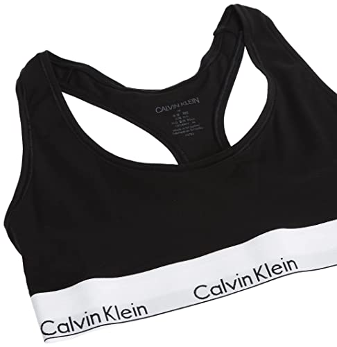 Calvin Klein Women's Polyester & Elastane Non-Wired and Non-paded Bralette Bra (29639810003_Black_Medium)