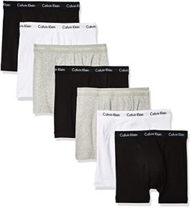 calvin klein men’s cotton stretch 7-pack boxer brief, 3 black, 2 grey heather, 2 white, m