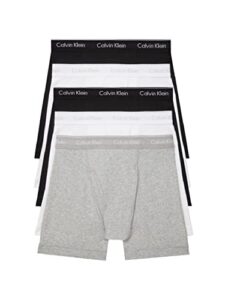 calvin klein men’s cotton stretch 5-pack boxer brief, 2 black, 2 white, 1 grey heather, l
