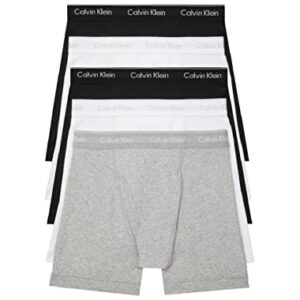 Calvin Klein Men's Cotton Stretch 5-Pack Boxer Brief, 2 Black, 2 White, 1 Grey Heather, L