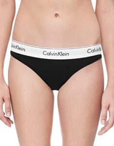 calvin klein modern cotton stretch bikini panty, black, medium