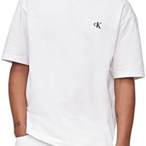 Calvin Klein Men's Relaxed Fit Monogram Logo Crewneck T-Shirt, Brilliant White, Medium