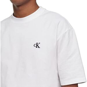 Calvin Klein Men's Relaxed Fit Monogram Logo Crewneck T-Shirt, Brilliant White, Medium