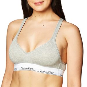 calvin klein women’s modern cotton lightly lined bralette non-wired and non paded , grey heather, medium