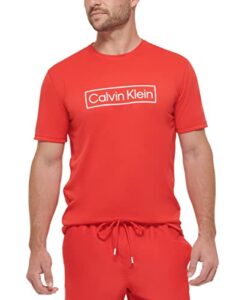 calvin klein men’s standard light weight quick dry short sleeve 40+ upf protection, red, medium