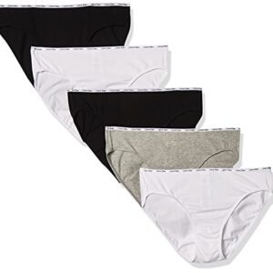 Calvin Klein Women's Cotton Stretch Logo Multipack Bikini Panty, White/Black/Grey Heather, Small