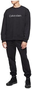 calvin klein men’s relaxed fit logo french terry crewneck sweatshirt, black beauty, small