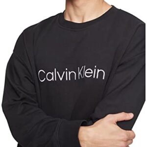 Calvin Klein Men's Relaxed Fit Logo French Terry Crewneck Sweatshirt, Black Beauty, Small