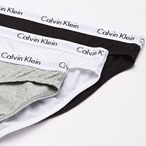 Calvin Klein Carousel Logo Cotton Stretch Women Bikini Panties, Multipack,3 pack, Black/White/Grey Heather, Medium