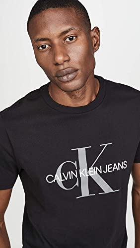 Calvin Klein Men's Short Sleeve Monogram Logo T-Shirt, Black Unbox, X-Large