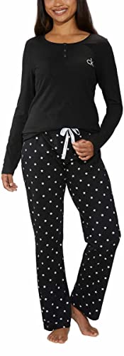 Calvin Klein Womens 2 Piece Fleece Pajama Set Black