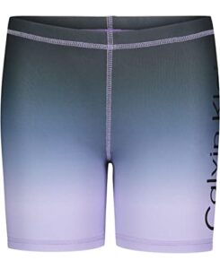 calvin klein girls’ performance bike shorts, violet ombre, 8-10