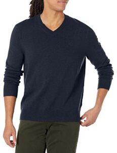 calvin klein men’s merino wool blend v-neck sweater, dark sapphire, large