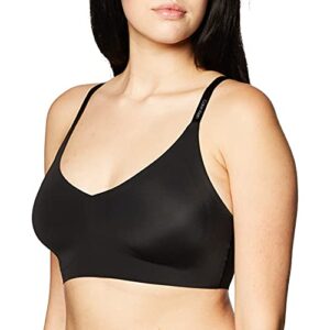 calvin klein invisibles comfort lightly lined seamless wireless triangle bralette bra, black, x-large