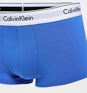 Calvin Klein Men's Modern Cotton Stretch 3-Pack Low Rise Trunk, Black, Palace Blue, Vanilla ICE