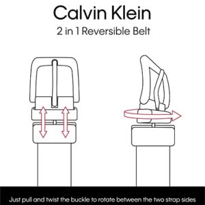 Calvin Klein Men's Reversible Belt, Black/Black, Medium (34-36)