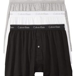 Calvin Klein Men's Cotton Classics 3-Pack Knit Boxer, Black, Grey Heather, White, M