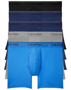 calvin klein men’s micro stretch 5-pack boxer brief, 2 blue shadow, black, medium grey, cobalt