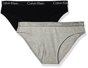 calvin klein women’s motive cotton multipack bikini panty, black/gray heather, l