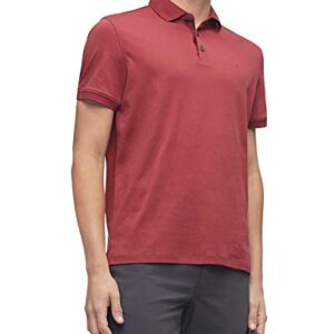 Calvin Klein Men's Solid Short Sleeve Liquid Touch Cotton Polo Shirt with UV Protection, Rosewood, Medium