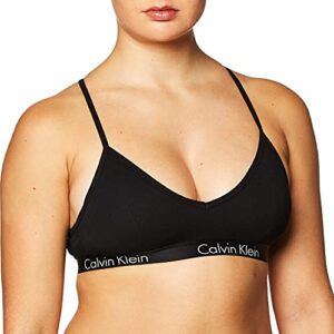 Calvin Klein Women's Motive Cotton Lightly Lined Bralette, Black, M