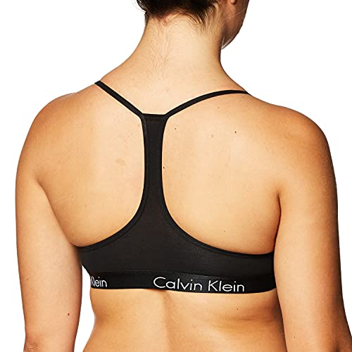 Calvin Klein Women's Motive Cotton Lightly Lined Bralette, Black, M