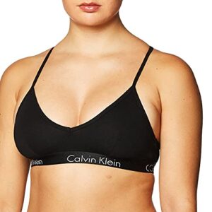 Calvin Klein Women's Motive Cotton Lightly Lined Bralette, Black, M