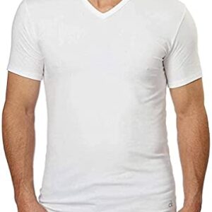 Calvin Klein Cotton Stretch V-Neck, Classic Fit T-Shirt, Men's (3-pack) (White or Black) (White, Large)