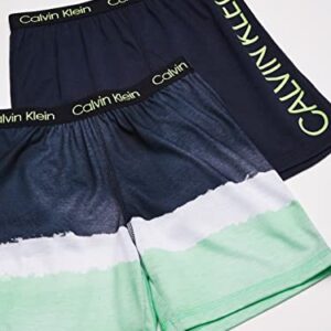 Calvin Klein Boys' Lounge Pajama Shorts, 2 Pack, Dipdye/Black Iris, 14-16