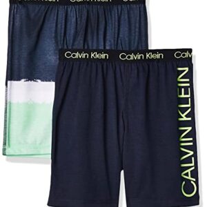 Calvin Klein Boys' Lounge Pajama Shorts, 2 Pack, Dipdye/Black Iris, 14-16