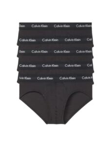 calvin klein men’s cotton stretch 5-pack hip brief, 5 black, l