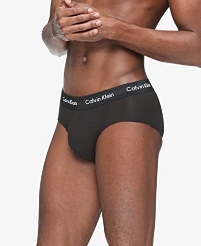 Calvin Klein Men's Cotton Stretch 5-Pack Hip Brief, 5 Black, L