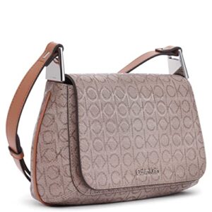 Calvin Klein Charlie Flap Crossbody, Almond/Taupe/Caramel