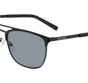 Calvin Klein Men's CK20123S Square Sunglasses, Matte Black/Solid Smoke, One Size