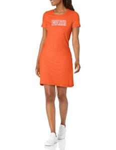 calvin klein women’s elegant short sleeve logo essential t-shirt dress, ember, large