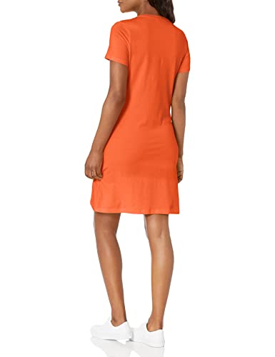 Calvin Klein Women's Elegant Short Sleeve Logo Essential T-Shirt Dress, Ember, Large