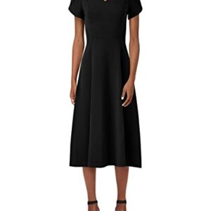 Calvin Klein Women's Tulip Sleeve A-Line Midi Dress, Black, 14