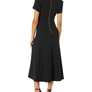 Calvin Klein Women's Tulip Sleeve A-Line Midi Dress, Black, 14