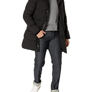 Calvin Klein Men's Long Stretch Puffer Jacket, Ebony, Large