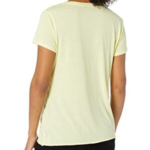 Calvin Klein Women's Front Side Ruched Short Sleeve Tee, Lemon Chrome, X-Large