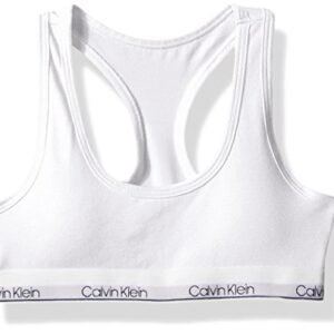 Calvin Klein Girls' Big Modern Cotton Molded Bralette, Classic White, X-Large