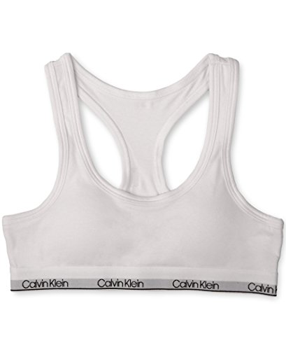 Calvin Klein Girls' Big Modern Cotton Molded Bralette, Classic White, X-Large