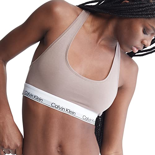 Calvin Klein Women's Modern Cotton Naturals Unlined Wireless Bralette, Rich Taupe, Large