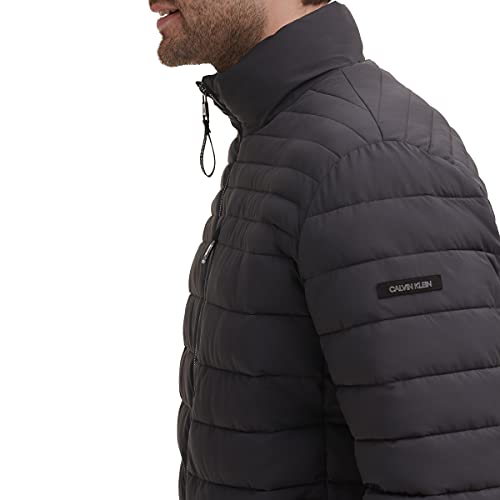 Calvin Klein Men's Lightweight Water Resistant Packable Down Puffer Jacket (Standard and Big & Tall), Iron, Small